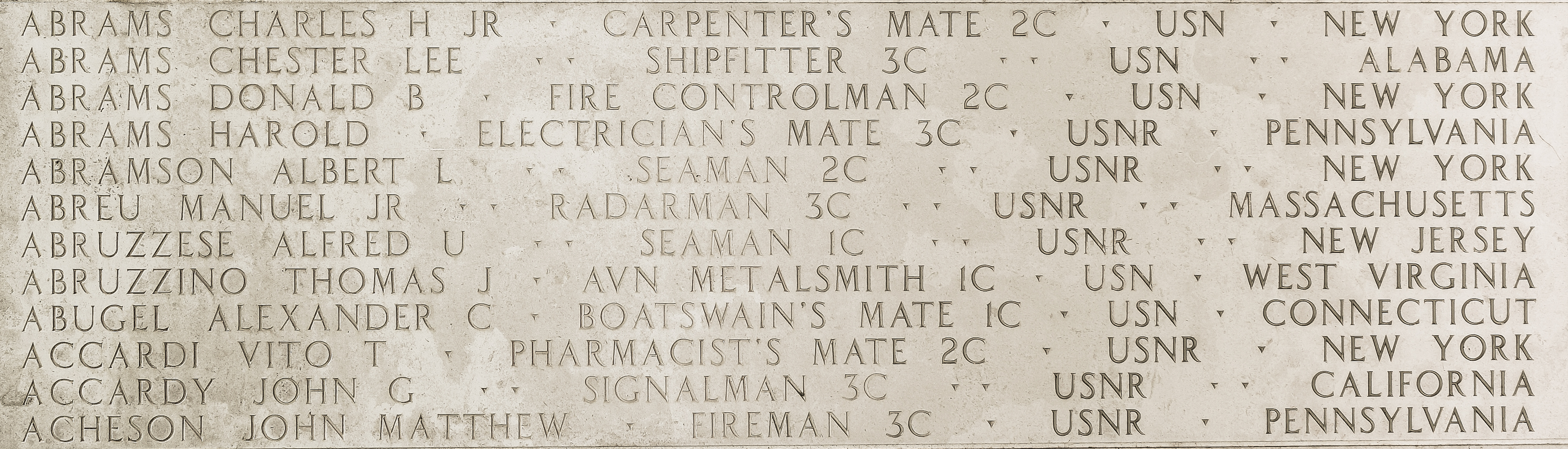 John Matthew Acheson, Fireman Third Class